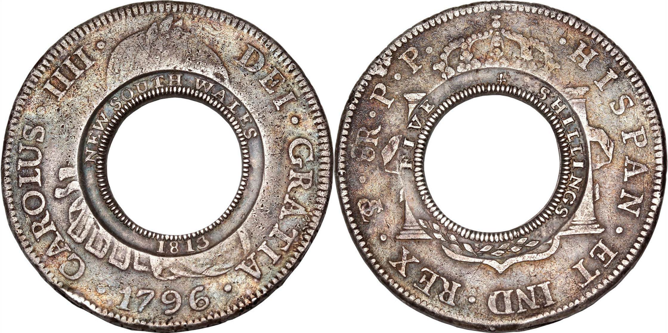 1813 New South Wales 5 Shillings / Holey Dollar