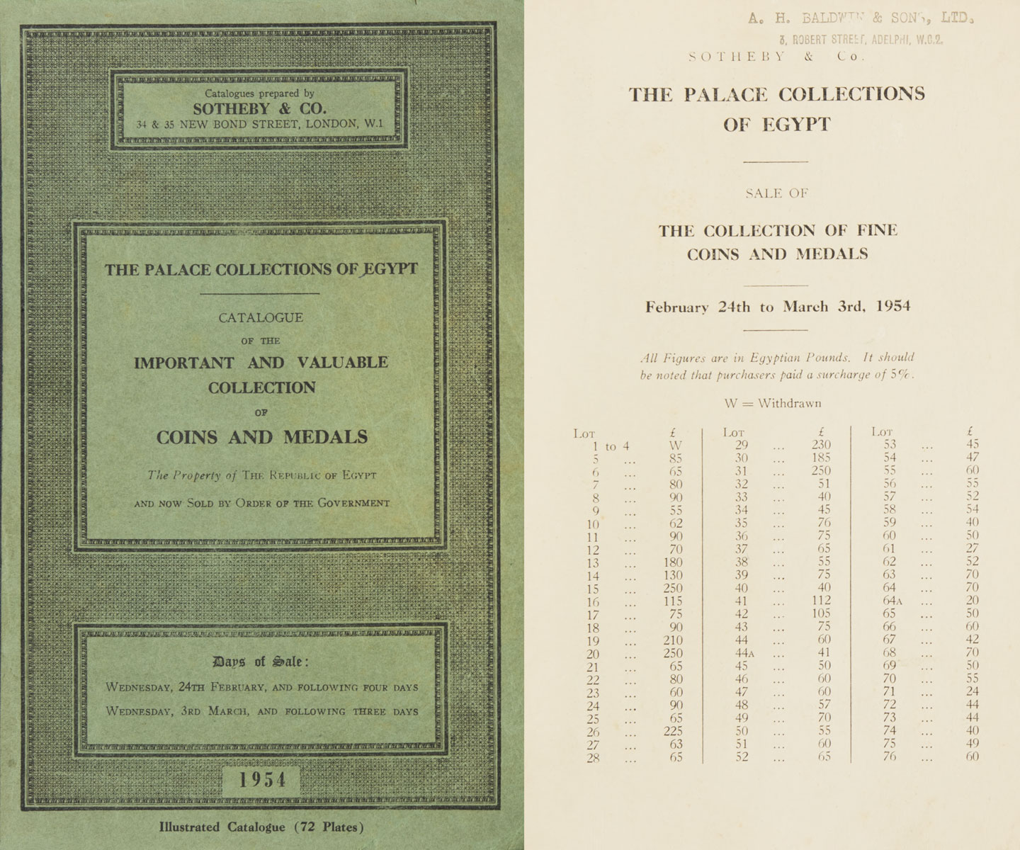 Palace sale catalog, February 1954