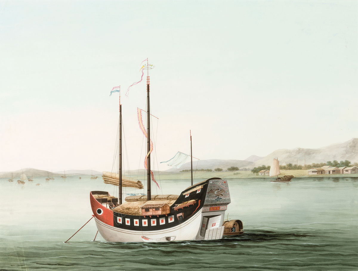 Sea-faring cargo junk (part of a set), Chinese School, c.1810