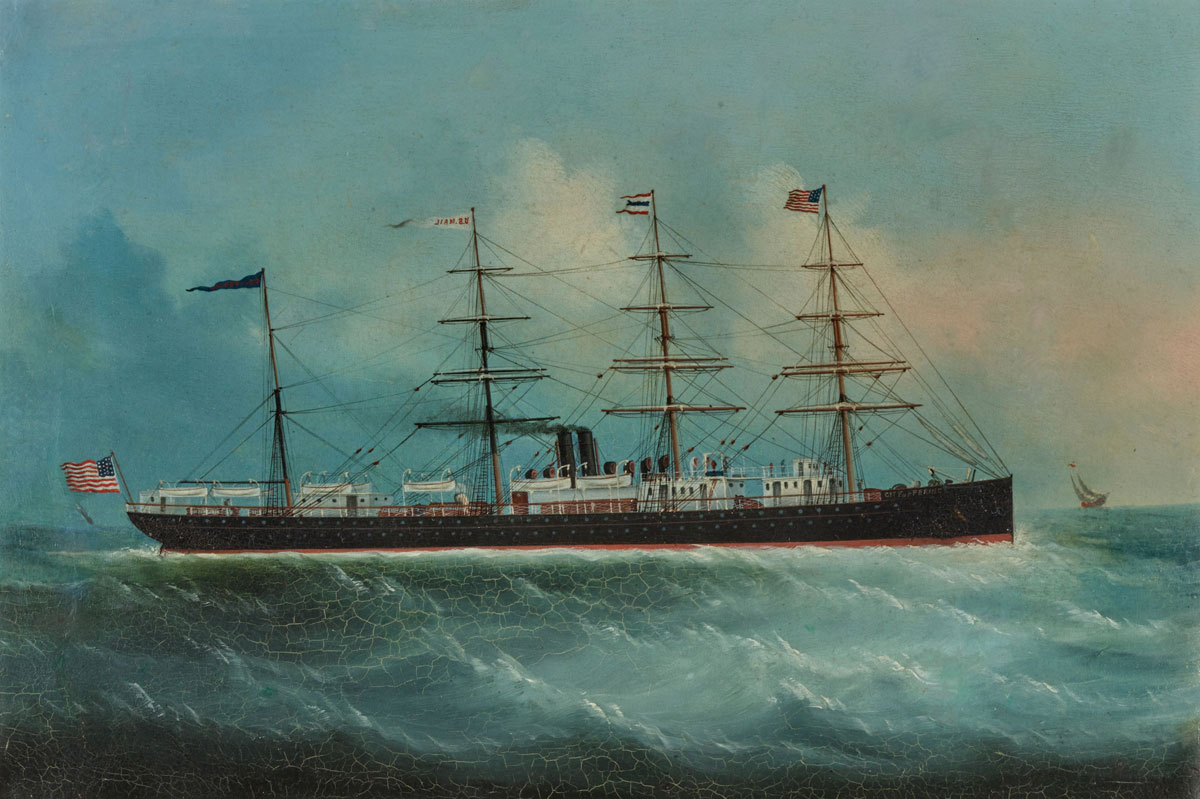 The American Steamship City of Peking Arriving in China, Chinese School, c.1880